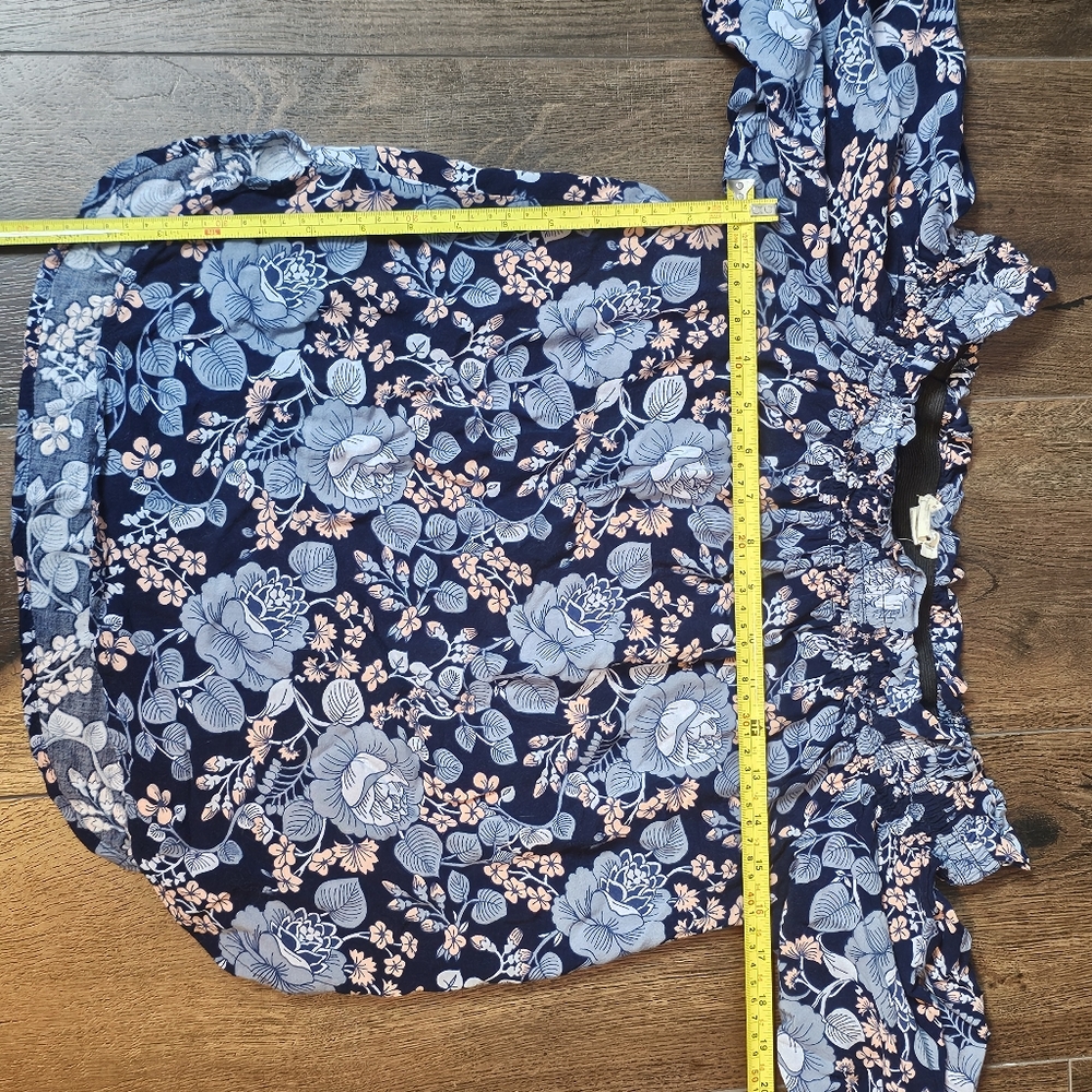 Seven7 Floral Off-Shoulder Blouse - Navy and Light Blue - Picture 7 of 10